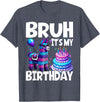Llama Lover Gift Co. Bruh Its My Birthday Llama Pinata T-Shirt - Heather Blue