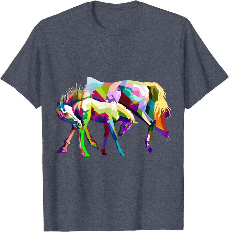 Clothing25 Horses! T-Shirt - Heather Blue