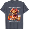 Cute Highland Cow I'm Not A Mess I'm Not A Hot Mess I'm A Spicy Disaster Cheeky Highland Cow T-Shirt - Heather Blue