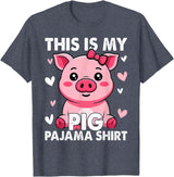 Pig Lover Gift Co. My Pig Pajama Women Pig Pjs Cute Pig Stuff Farmer Girl T-Shirt - Heather Blue
