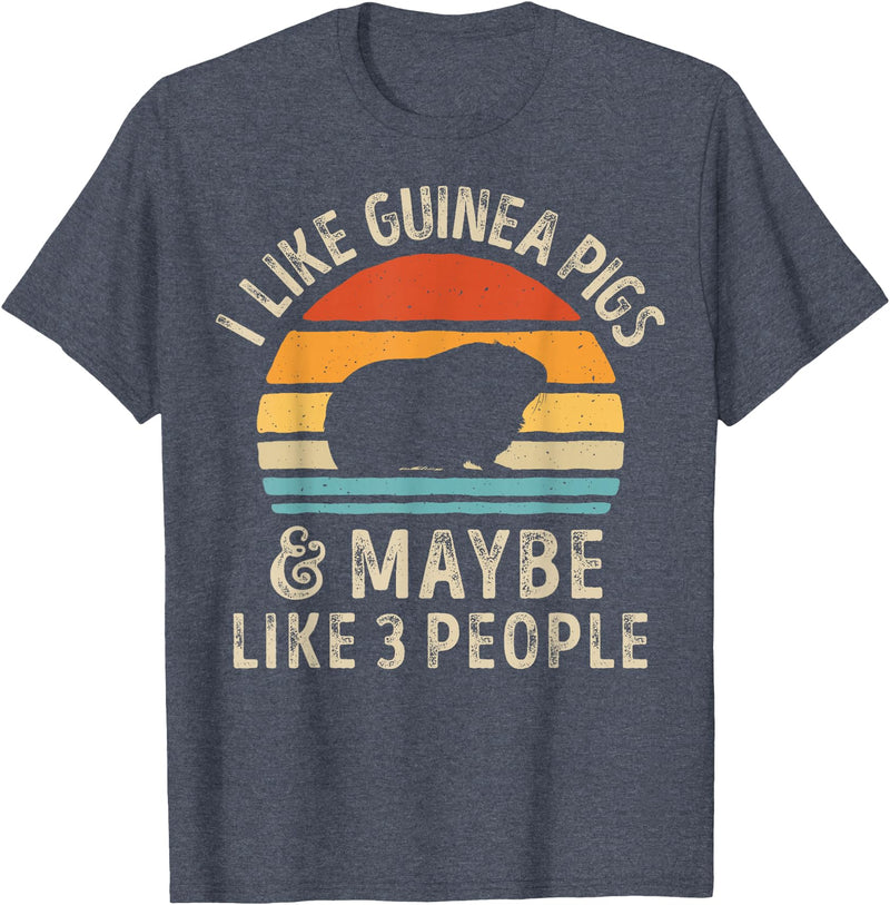 Guinea Pig Wheek Squad I Like Guinea Pigs and Maybe 3 People Guinea Pig Retro Men T-Shirt - Heather Blue