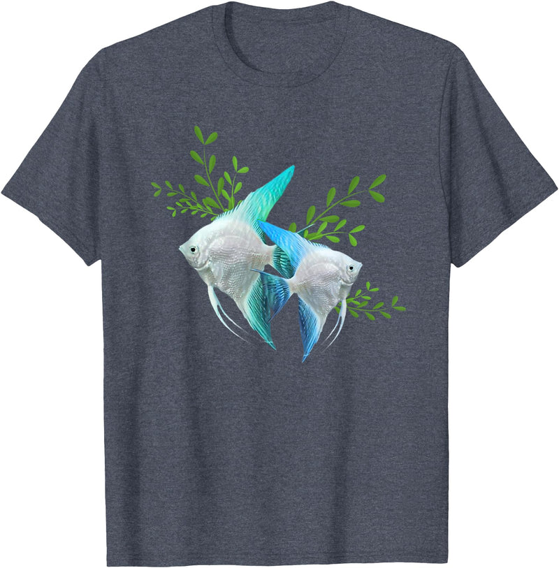 Fun Fish Tees Angel Fish Aquarium Fish Tank Gift T-Shirt - Heather Blue