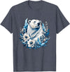 Arctic Polar Bear Floral Crystal Nature Winter Wildlife Polar Bear with Ice Flowers T-Shirt - Heather Blue