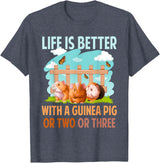 Cute Guinea Pig Apparel Life Is Better With A Guinea Pig Wheek Cavy Lover T-Shirt - Heather Blue
