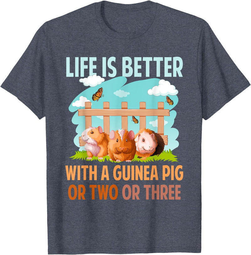 Cute Guinea Pig Apparel Life Is Better With A Guinea Pig Wheek Cavy Lover T-Shirt - Heather Blue