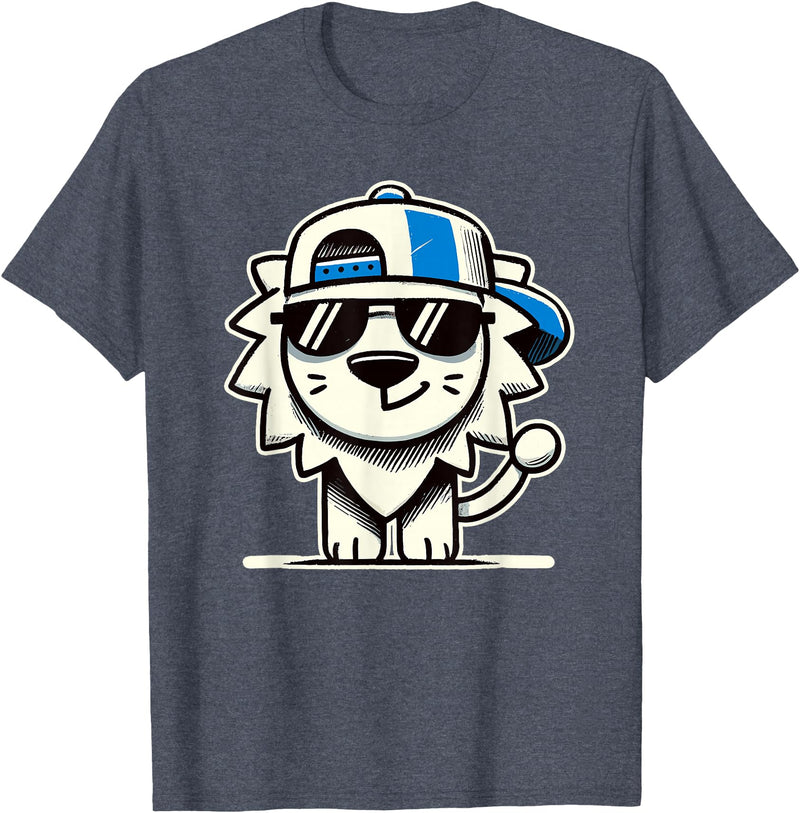 Nerrrdy Lion Hipster Men Women Kids Boys Girls Funny Lion T-Shirt - Heather Blue