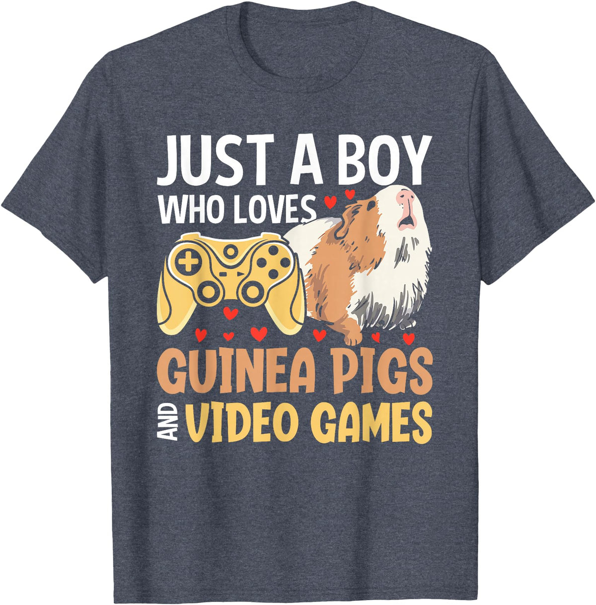 Guinea Pig Gifts for Gamer Co. Just a Boy Who Loves Guinea Pigs and Video Games Gaming T-Shirt - Heather Blue