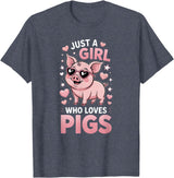 Pig Shirts & Gifts for Girls Girls Pig T-Shirt - Heather Blue