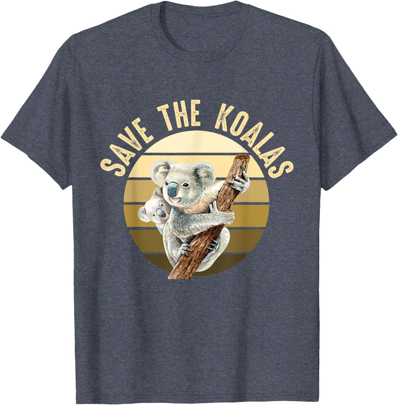 Save the wildlife of Australia Save the Koalas Koala Koala Bear Australia Rescue Protect T-Shirt - Heather Blue