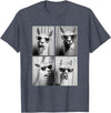 Funny Animal Photography Clothing Co. Funny Llamas with Sunglasses Cool Llama Animals Photo Booth T-Shirt - Heather Blue