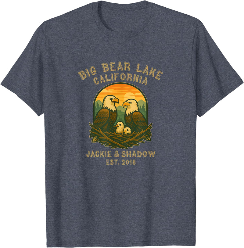 Big Bear Lake Eagles California Big Bear Lake California Eagles Jackie and Shadow T-Shirt - Heather Blue