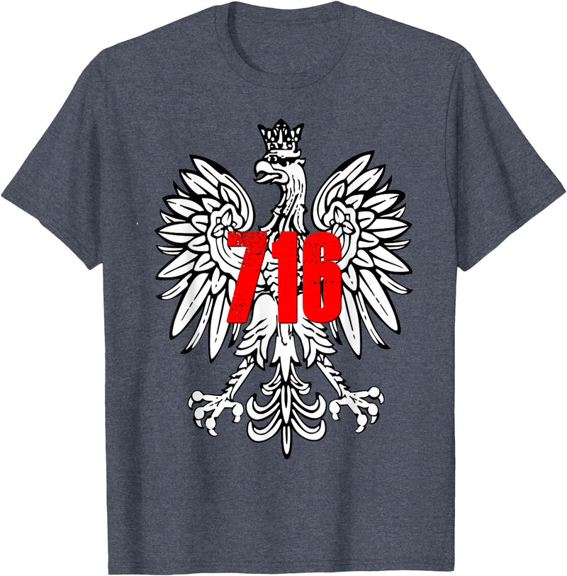 Polish Pride Buffalo Dyngus Day Shirt Polish Falcon Eagle 716 Buffalo NY New York T-Shirt - Heather Blue