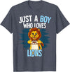 Lion Lover Gift Just A Boy Who Loves Lions Lion T-Shirt - Heather Blue