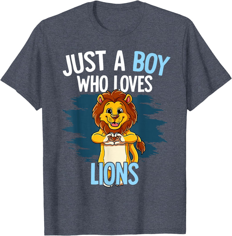 Lion Lover Gift Just A Boy Who Loves Lions Lion T-Shirt - Heather Blue