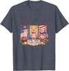 Farmer 4th Of July Costume 1776-2026 Proud 250th Freedom 4th July Three Cute Pigs T-Shirt - Heather Blue