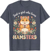 Just a Girl Who Loves Hamsters Cute Floral Pet Aesthetic T-Shirt - Heather Blue