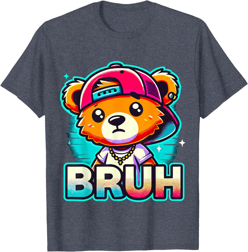 Magical and Funny Teddybear Gifts Hip Hop Teddy Bear Bruh T-Shirt - Heather Blue