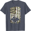 Rabbit Hunting US Flag Rabbit Hunter Lover T-Shirt in Heather Blue