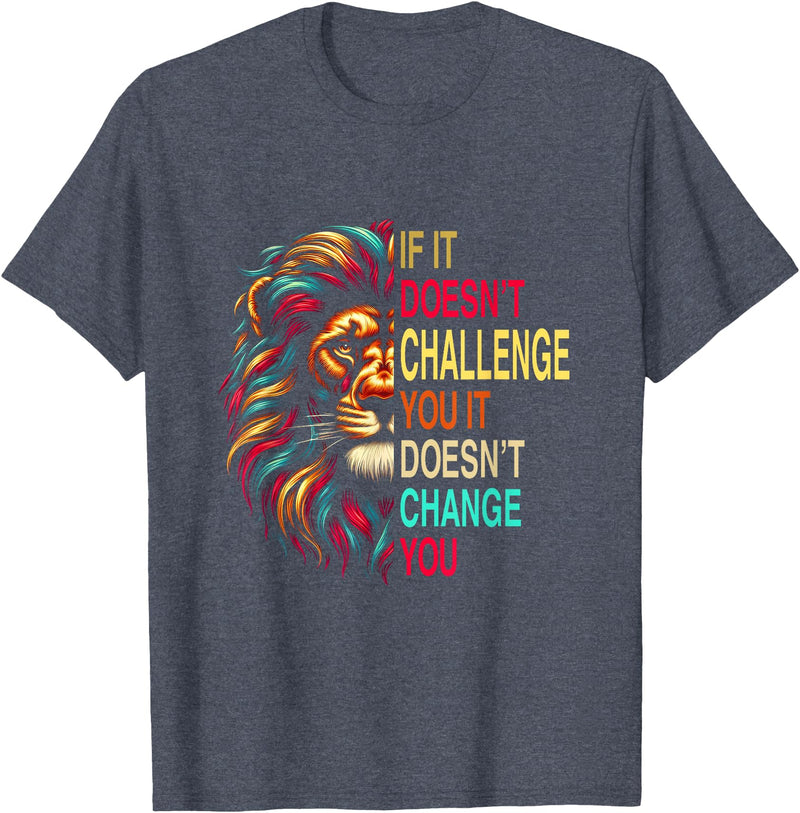 Motivational Training Workout Fitness Lion 1 Motivational Training Workout Fitness Quotes Lion Mindset T-Shirt - Heather Blue