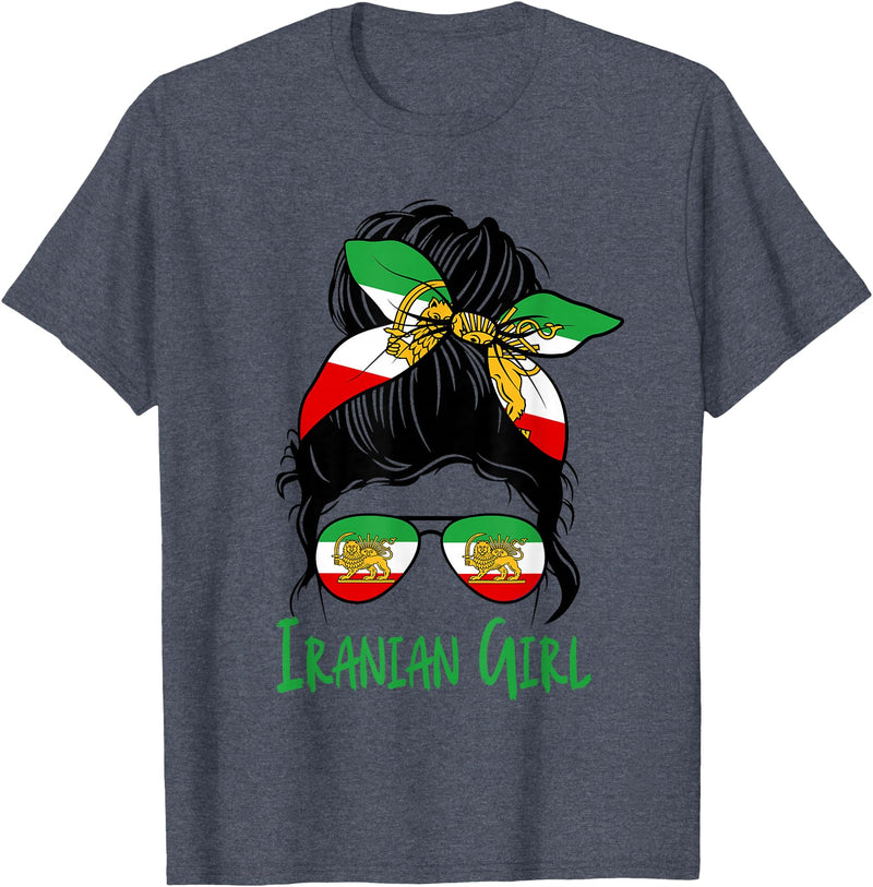 Iran For Women Iranian For Girl Flag Lion Persian T-Shirt - Heather Blue