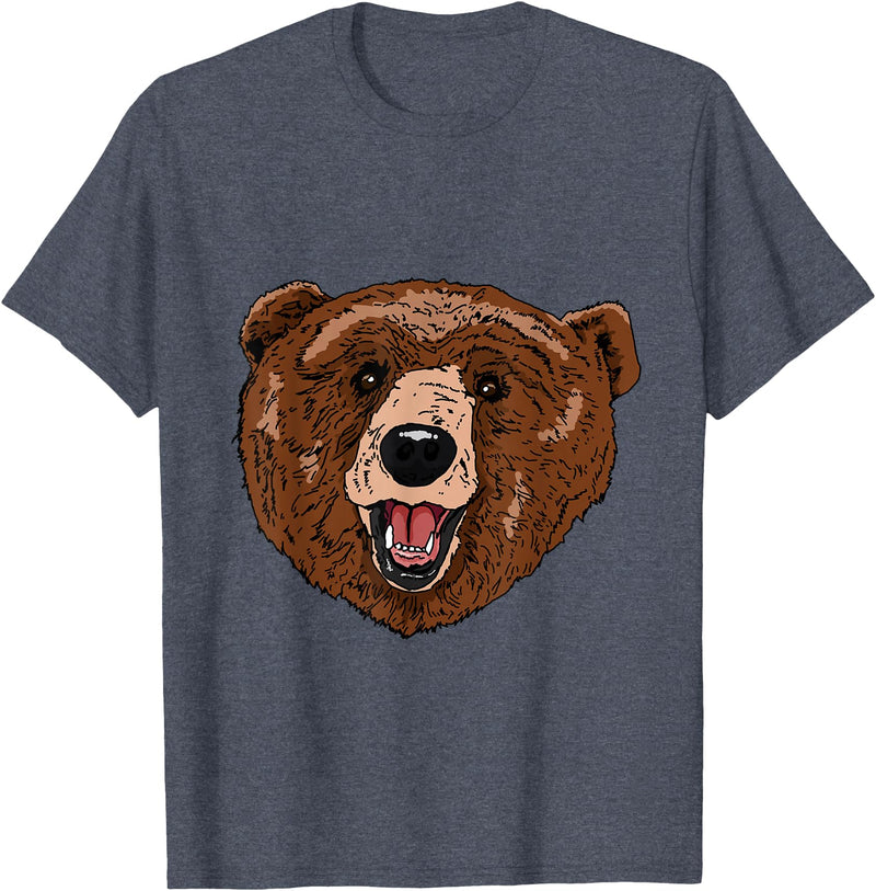 Bear Head Gift idea for Bear Lover Smile friendly brown Bear Head for Bears Lovers T-Shirt - Heather Blue
