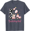 Milk Cow Print 5 Year Old Girl Birthday Gift 5th Birthday Outfit Girl 5 Year Old Farm Cow Chick Tractor T-Shirt - Heather