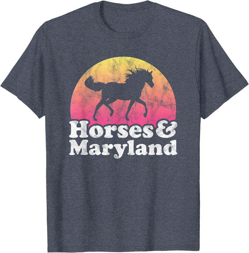 Horses and Maryland Apparel Co Horse and Maryland Women or Girls Horses T-Shirt - Heather Blue