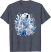 Arctic Polar Bear Crystal Flowers Nature Majestic Arctic Polar Bear with Ice Flowers Fantasy T-Shirt - Heather Blue