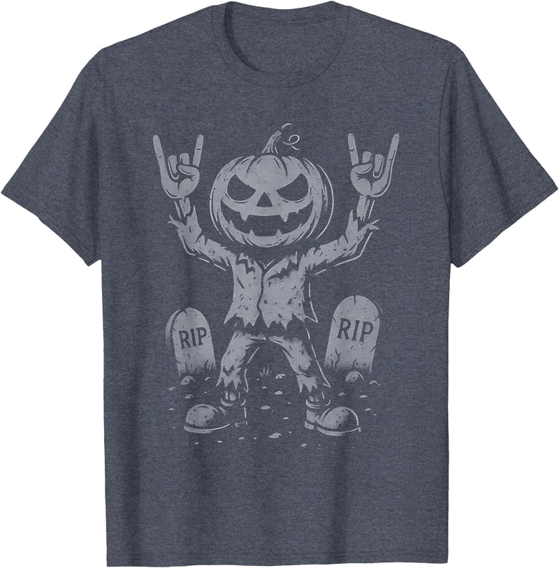 Funny El Rocker Pumpkin Tee Shirt El Rocker Pumpkin T-Shirt - Heather Blue