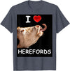 WhiteHorseDepot I Love Herefords with Cow Tongue T-Shirt - Heather Blue