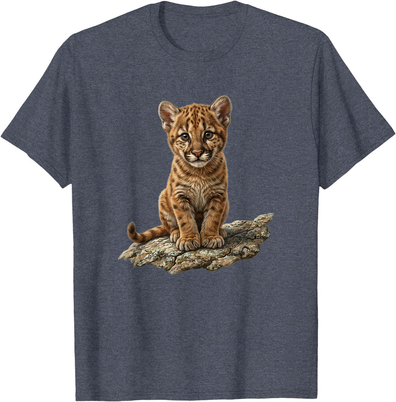 Cute Cougar & Mountain Lion Apparel Cute Mountain Lion Cub Cougar T-Shirt - Heather Blue