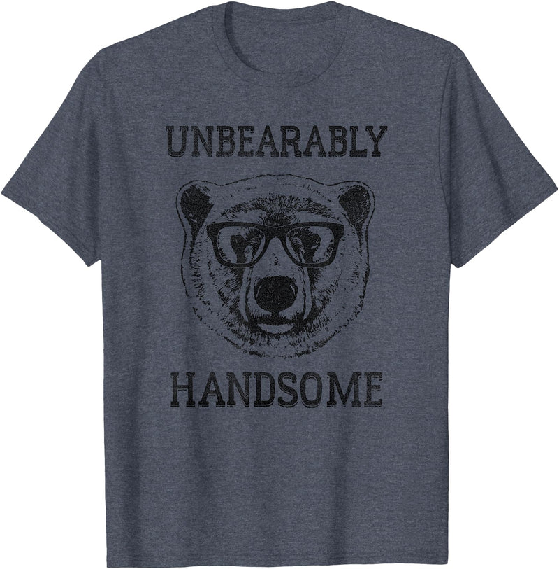 Trendy Apparel Trendy Unbearably Handsome Stunning Bear Face T-Shirt - Heather Blue