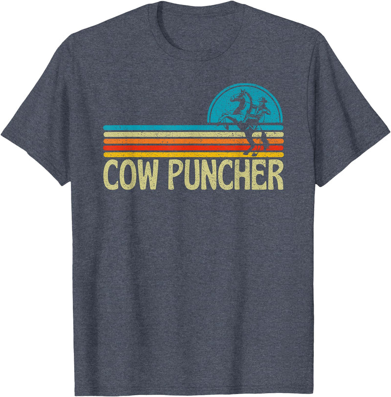 Cow Puncher Cowboy Graphic Funny Western Cow Puncher Cowboy Country T-Shirt - Heather Blue