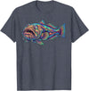 Abstract Ocean Art Stargazer Fish Deep Sea Aquarium Bottom Dweller T-Shirt - Heather Blue