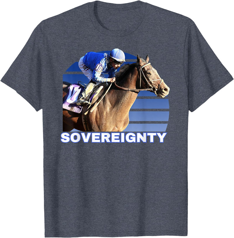 Handicapping Horse Gear Sovereignty Horse, Horse Racing, Santa Anita, Del Mar, Horse T-Shirt - Heather Blue