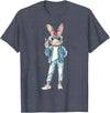 Funny Bunny Sunglasses Rabbit Coquette Bow Easter Trendy T-Shirt in Heather Blue