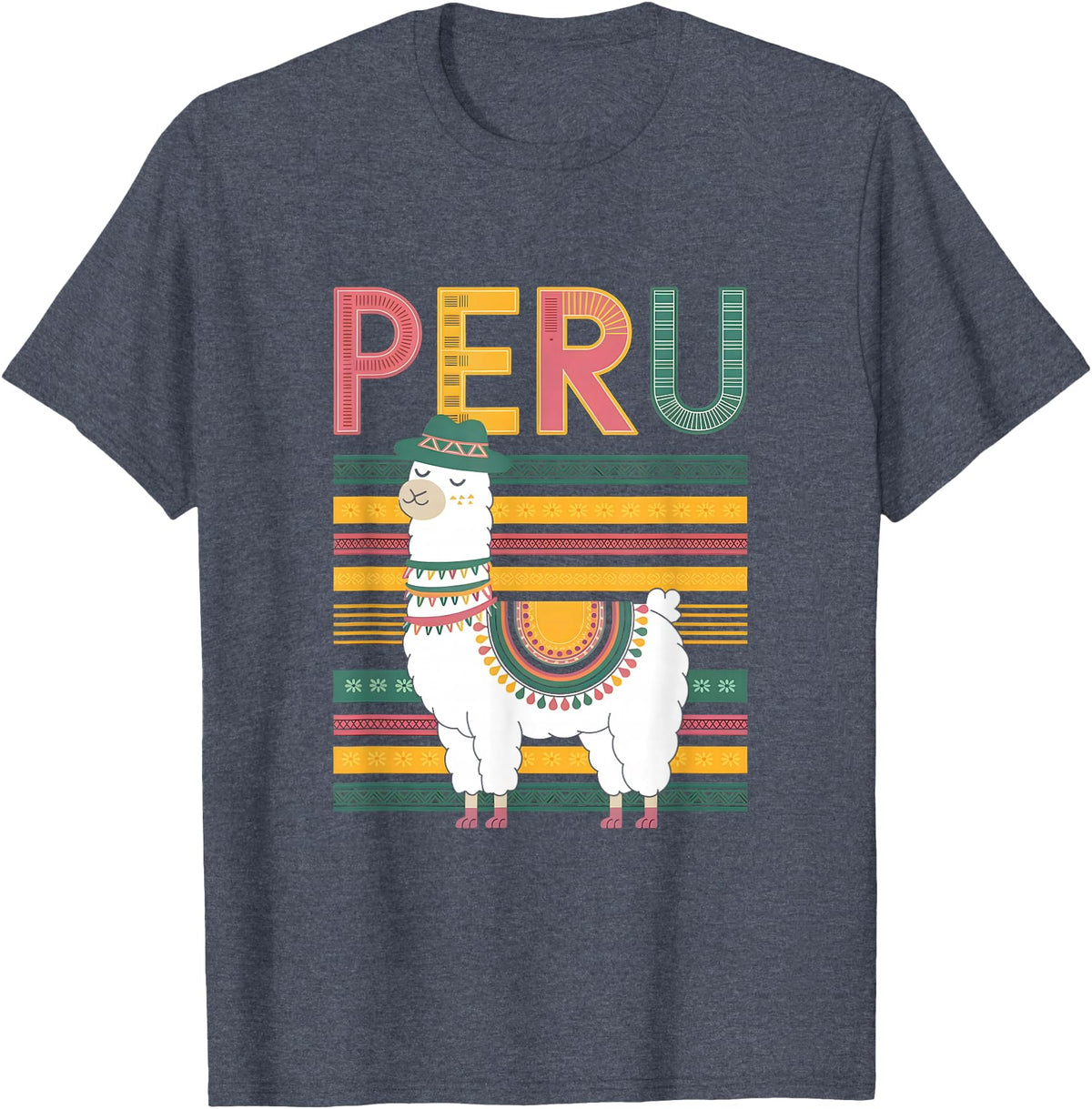 Shirt-o-Topia Cute Peruvian Llama from Peru - Fun Peru Design T-Shirt - Heather Blue