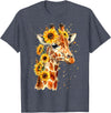 Funny Girl who loves Giraffe Sunflower Giraffe Cute Floral Safari Animal T-Shirt - Heather Blue