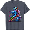 Cow Karate Black Belt Apparel Cow Karate Kick Punch Cute Funny Cool Martial Arts Cow T-Shirt - Heather Blue