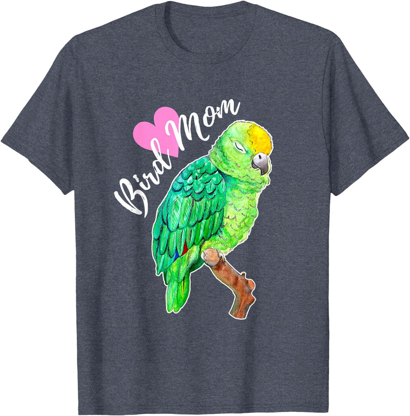 Parrot and Pet Bird Owners Amazon Parrot Lover Bird Mom Watercolor T-Shirt - Heather Blue
