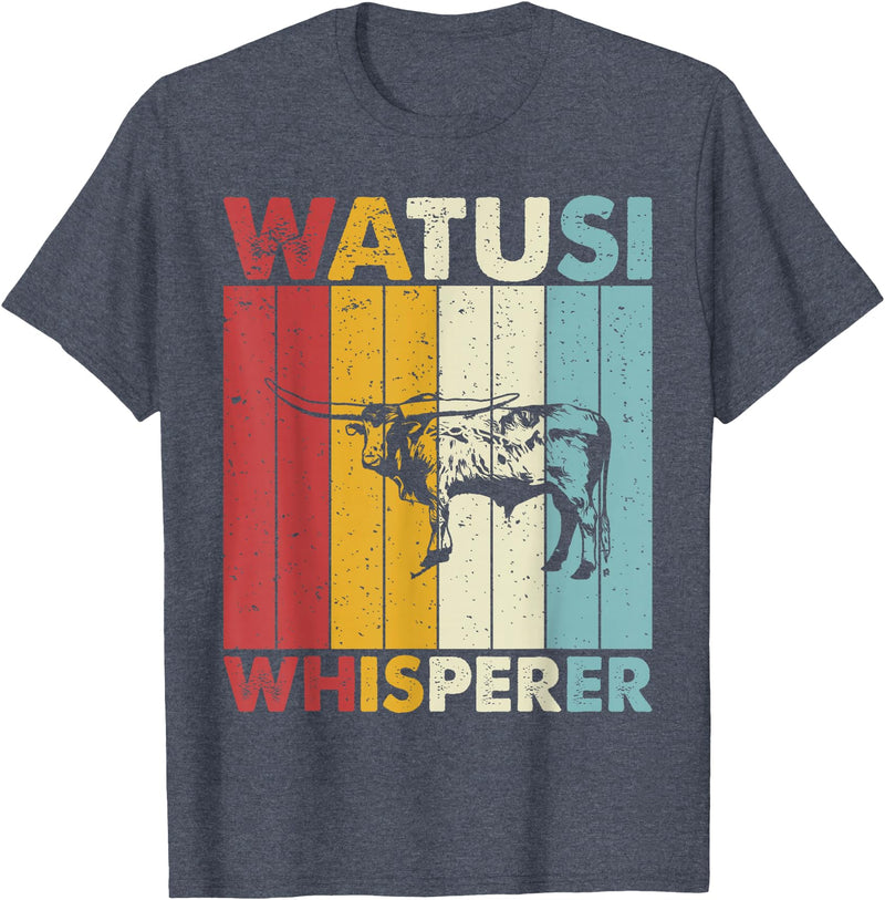 Watusi Gift for Men, Women & Kids Cattle Dad Mom Cow Whisperer - Farmer Breeder Watusi T-Shirt - Heather Blue