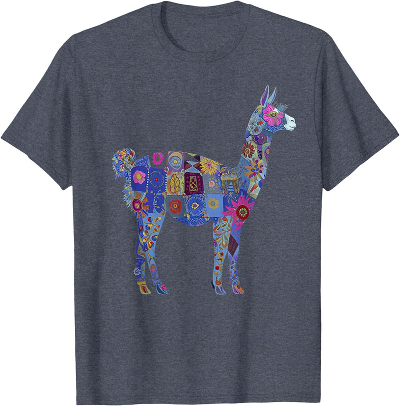 We Love Llamas & Alpacas - Peru Souvenirs Co. Peru Souvenir Llama Alpaca Flowers Peruvian Souvenir T-Shirt - Heather Blue
