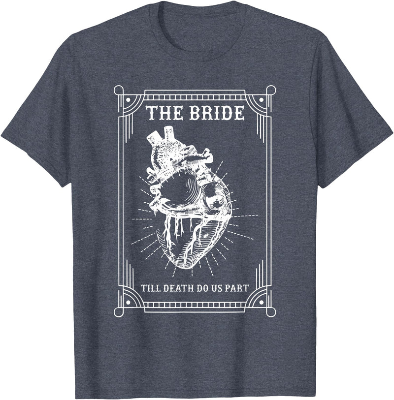 Bride Groom Wedding Bachelorette Halloween Gothic Halloween Bride Groom Wedding Bachelorette Party T-Shirt - Heather Blue