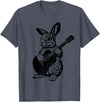 Bunny Playing Acoustic Guitar Easter Rabbit Women, Men, Kids T-Shirt in Heather Blue