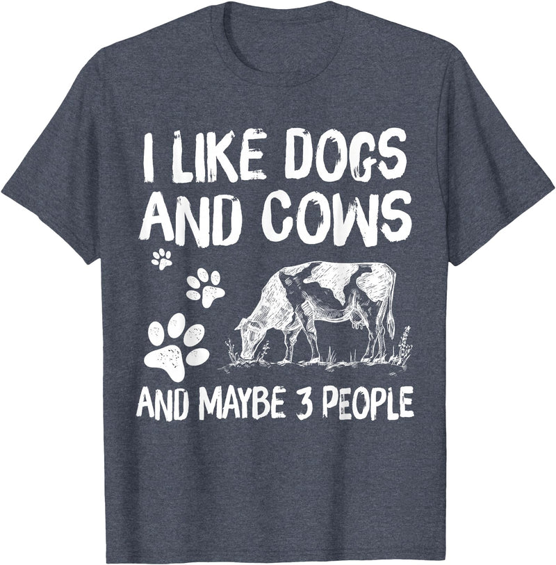 I like cows and dogs and maybe 3 people cow lover T-Shirt - Heather Blue