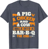 Funny BBQ Shirts A Pig A Chicken And A Cow - Grilling BBQ Lover Barbecue T-Shirt - Heather Blue