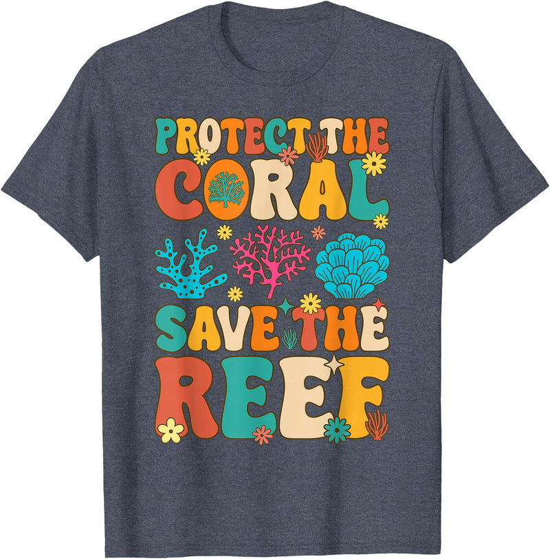 Coral Reef Coral Aquarium Aquarist Earth Day Gifts Protect The Coral Save The Reef Coral Reef Coral Aquarium T-Shirt - Heather Blue