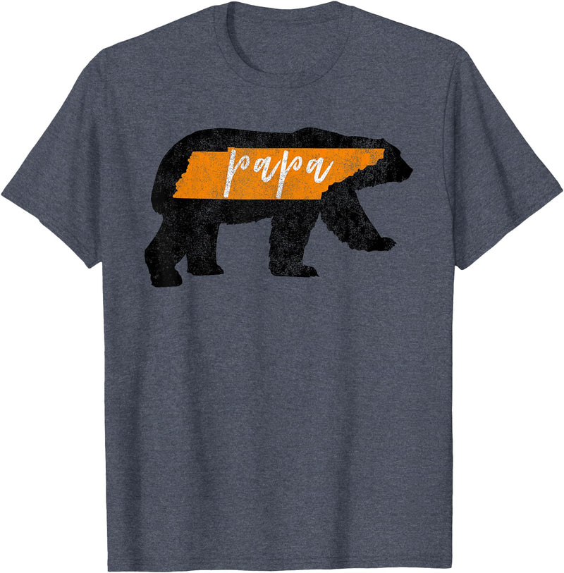 Tennessee State Flag and Home Vintage Shirt Co. Mens Papa Bear Tennessee State Flag Vintage Dad Shirt T-Shirt - Heather Blue