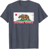 Graphic Club Inc. California Republic Flag - CA - Distressed Design - Classic T-Shirt - Heather Blue