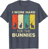 I Work Hard for the Bunnies Bunny T-Shirt in Heather Blue